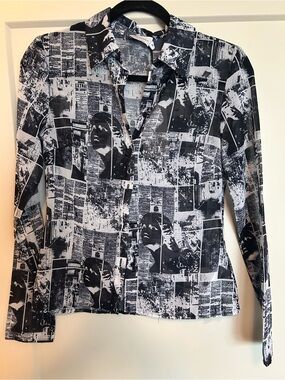 NA-KD x Emma Ellingsen Newspaper Print Top